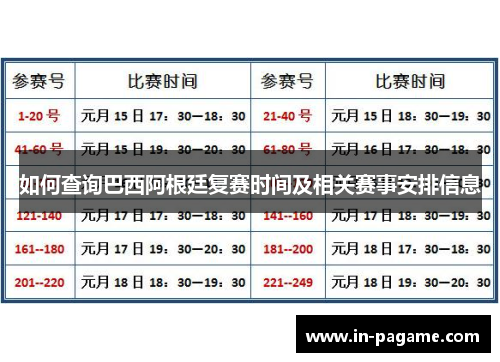 如何查询巴西阿根廷复赛时间及相关赛事安排信息 如何查询巴西阿根廷复赛时间及相关赛事安排信息